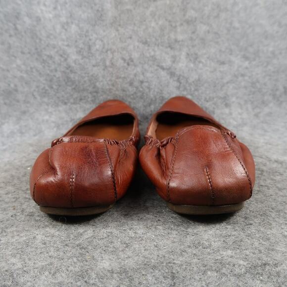 Korks Shoes Womens 8.5 Ballet Flats Scrunch Back Leather Slip On Brown Loafer - Picture 5 of 13